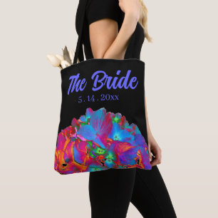 Tote Bag Rouge rose bleu violet floral coloré floral