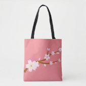 Tote Bag Rouge rose pâle Sakura CHerry Blossom japonais (Devant)