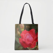 Tote Bag Rouge, Rose rouge pour mère (Devant)