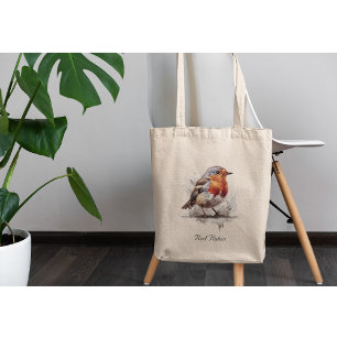 Tote Bag Rouge rouge de l'oiseau mignon en aquarelle
