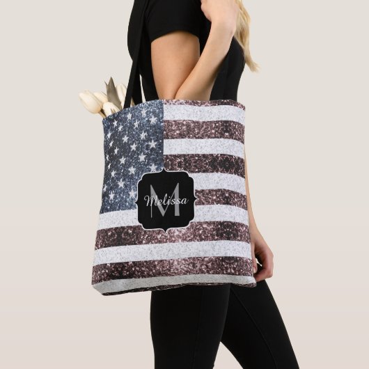 Tote Bag Rouge rustique Bleu Bleu Étincelles drapeau améric (De près)