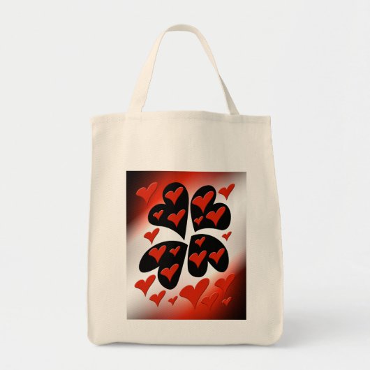 Tote Bag Rouge sur les coeurs noirs (Devant)