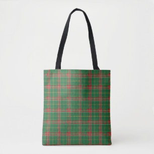 Tote Bag Rouge vert de Noël Plaid
