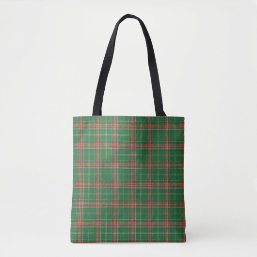 Tote Bag Rouge vert de Noël Plaid (Devant)