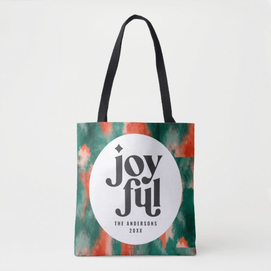 Tote Bag Rouge + vert moderne abstrait vacances joyeuses (Devant)