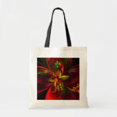 Tote Bag Rouge vert moderne Floral Abstrait Art Motif #05 (Devant)