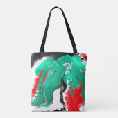 Tote Bag Rouge, vert, noir et Marbre blanc Fluid Art (Dos)