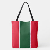 Tote Bag Rouge vif de Noël, vert forêt, blanc rayé (Dos)