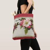 Tote Bag Rouge vintage à fleurs Apple (De près)