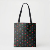 Tote Bag Rouge, Violet, Vert Floral Noir (Devant)