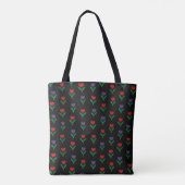 Tote Bag Rouge, Violet, Vert Floral Noir (Dos)