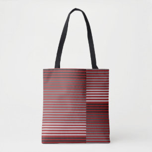 Tote Bag Rouges, Gris, Noirs, Rayures Blanches