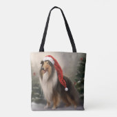Tote Bag Rough Collie Chien dans la neige Noël (Dos)