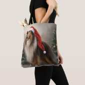Tote Bag Rough Collie Chien dans la neige Noël (De près)