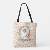 Tote Bag Rough Collie Chien Empreinte de patte & Chien Bone (Dos)