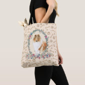 Tote Bag Rough Collie Chien Empreinte de patte & Chien Bone (De près)