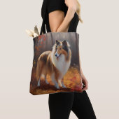 Tote Bag Rough Collie dans l'automne Leaves automne Inspire (De près)
