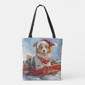 Tote Bag Rough Collie Dog in Sledge Let Snow Christmas (Dos)