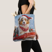 Tote Bag Rough Collie Dog in Sledge Let Snow Christmas (De près)