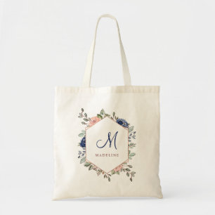 Tote Bag Rougissent et le monogramme géométrique floral d