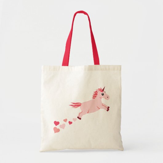 Tote Bag Rougissent la licorne rose de coeur (Devant)