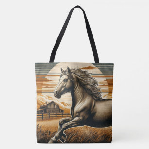 Tote Bag Rouille/cheval vintage/Ouest