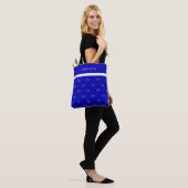 Tote Bag Royal bleu blanc monogramme initiales nom du motif (Sur le modèle)
