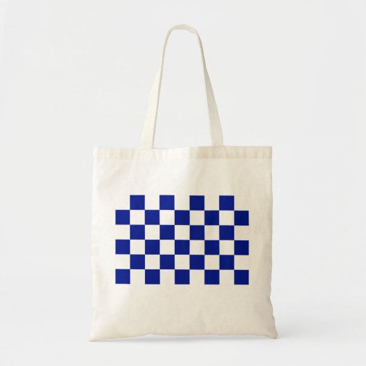 Tote Bag Royal Blue et White À damiers Motif (Devant)