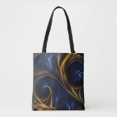 Tote Bag Royal Blue Gold Abstrait Swirl (Devant)