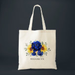 Tote Bag Royal Blue Rustic Tournesol Bridesmaid cadeau<br><div class="desc">Sac fourre-tout cadeau élégant et moderne mariage campagnard rustique bridesmaid avec tournesol jaune vif, pivoines bleues royales, souffle bébé, cadre floral gypsophila / couronne avec feuilles eucalyptus. S'il vous plaît trouver d'autres modèles et variantes de mon magasin "blissweddingpaperie". Et n'hésitez pas à me contacter pour plus de personnalisation ou de...</div>