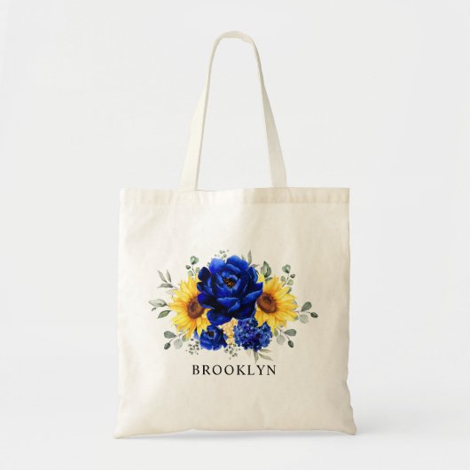 Tote Bag Royal Blue Rustic Tournesol Bridesmaid cadeau (Devant)