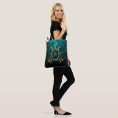 Tote Bag Royal Personalized Damask Turquoise (Sur le modèle)