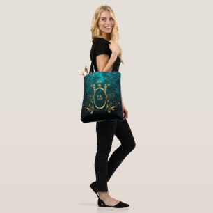 Tote Bag Royal Personalized Damask Turquoise