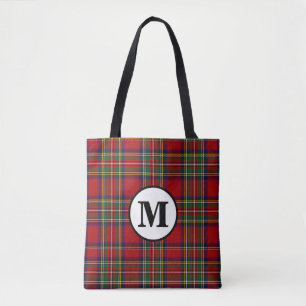Tote Bag Royal Stewart Tartan Plaid Scottish Clan Monogram