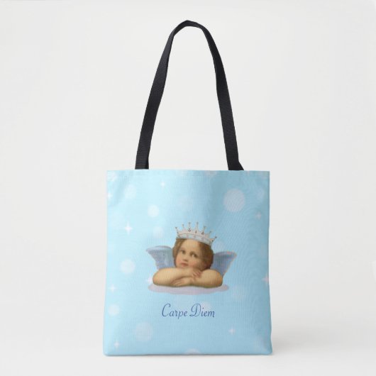 Tote Bag Royal Stylish Raphael Cherub on Light Blue (Devant)