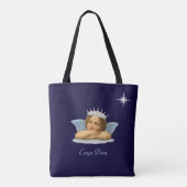 Tote Bag Royal Stylish Raphael Cherub sur Navy Blue (Dos)