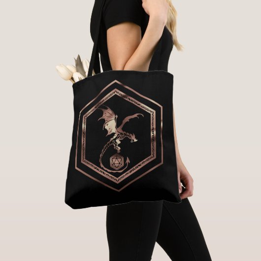 Tote Bag RPG Crit AF | Rosegold Tabletop Roleplayer Dice (De près)