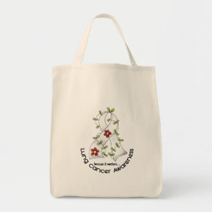 Tote Bag RUBAN 1 de FLEUR de conscience de cancer de poumon