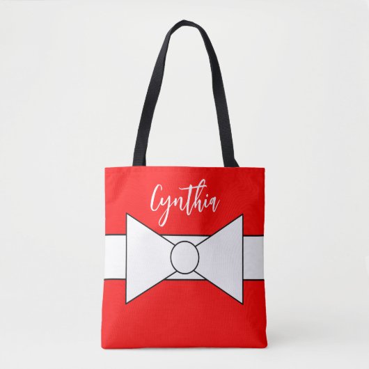 Tote Bag Ruban blanc avec rouge : Noël (Devant)