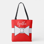 Tote Bag Ruban blanc avec rouge : Noël (Dos)