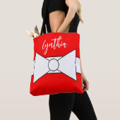 Tote Bag Ruban blanc avec rouge : Noël (De près)