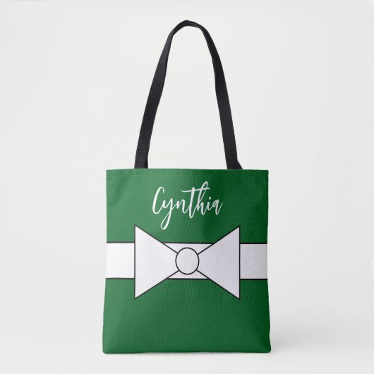 Tote Bag Ruban blanc vert : Noël (Devant)