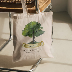Tote Bag Ruban d'arbre de réunion de famille à aquarelle as