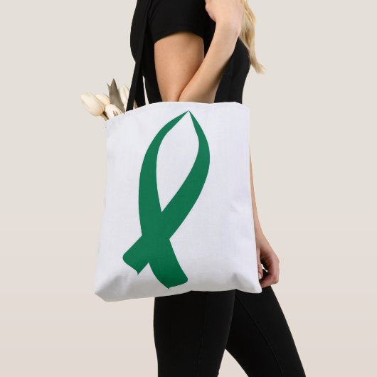 Tote Bag Ruban de conscience (vert) (De près)