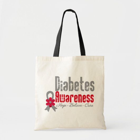 Tote Bag Ruban de la Fleur de sensibilisation au diabète (Devant)