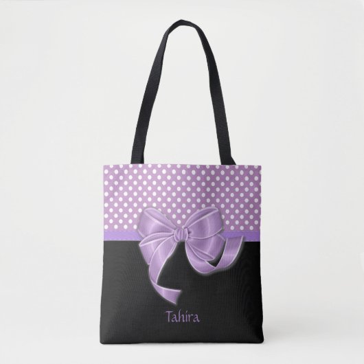 Tote Bag Ruban de lavande et Pois (Devant)