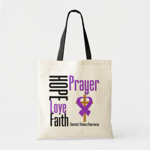 Tote Bag Ruban de prière d'espoir d'amour de foi Violence d