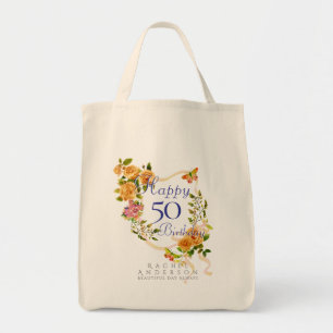 Tote Bag Ruban de rose dorée 50e anniversaire