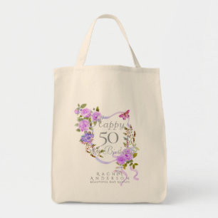 Tote Bag Ruban de rose pourpre 50e anniversaire