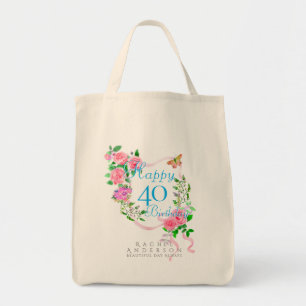 Tote Bag Ruban de rose rose 40e anniversaire